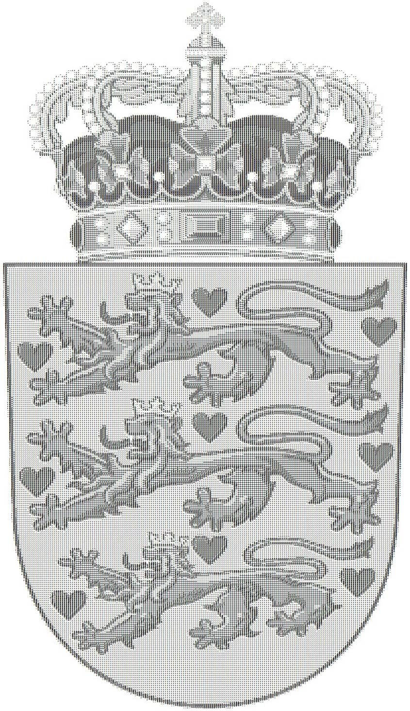 Das Wappen Dänemarks als ASCII-Bild